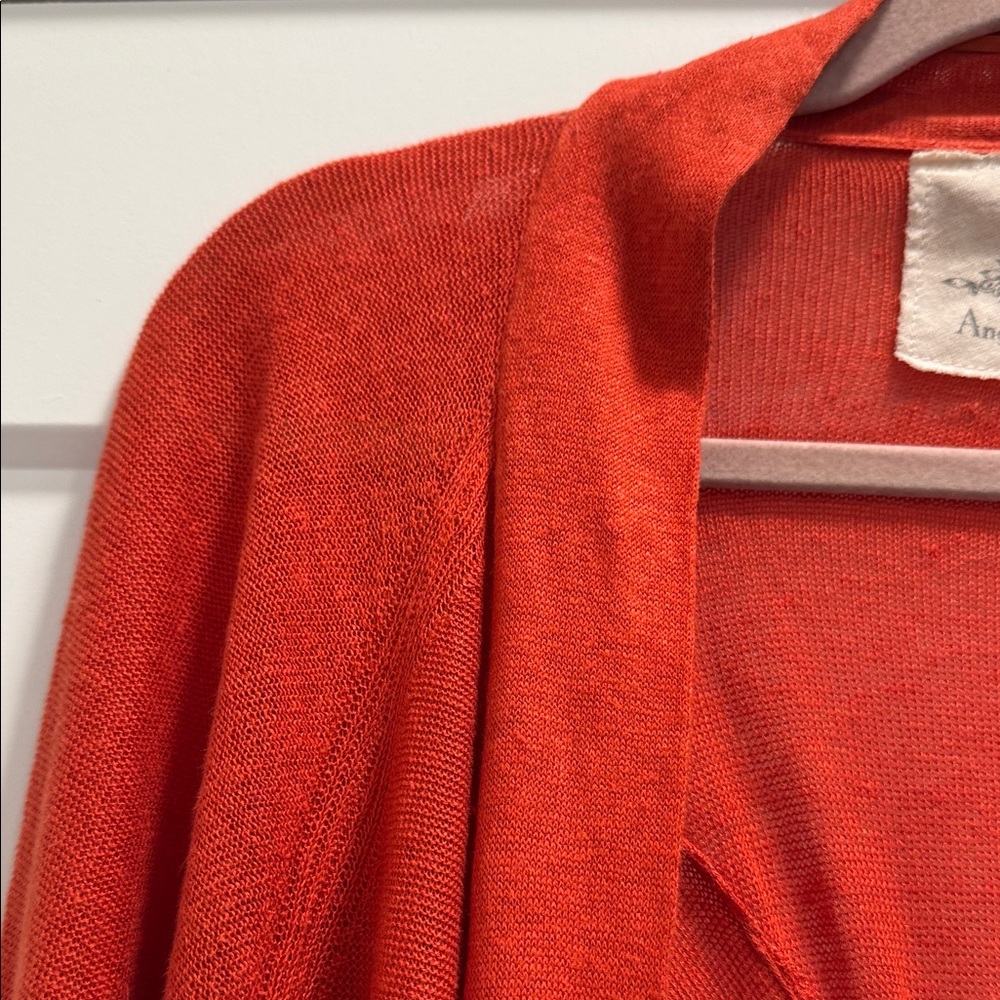 Anthropologie angel of the north linen blend Vibrant Orange Cardigan XL - Picture 4 of 11